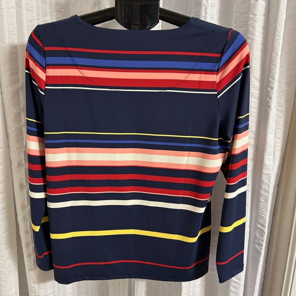 Alexa Ray, colorful, silky, striped shirt, size M, EUC